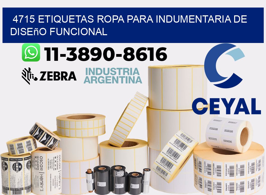 4715 Etiquetas ropa para indumentaria de diseño funcional