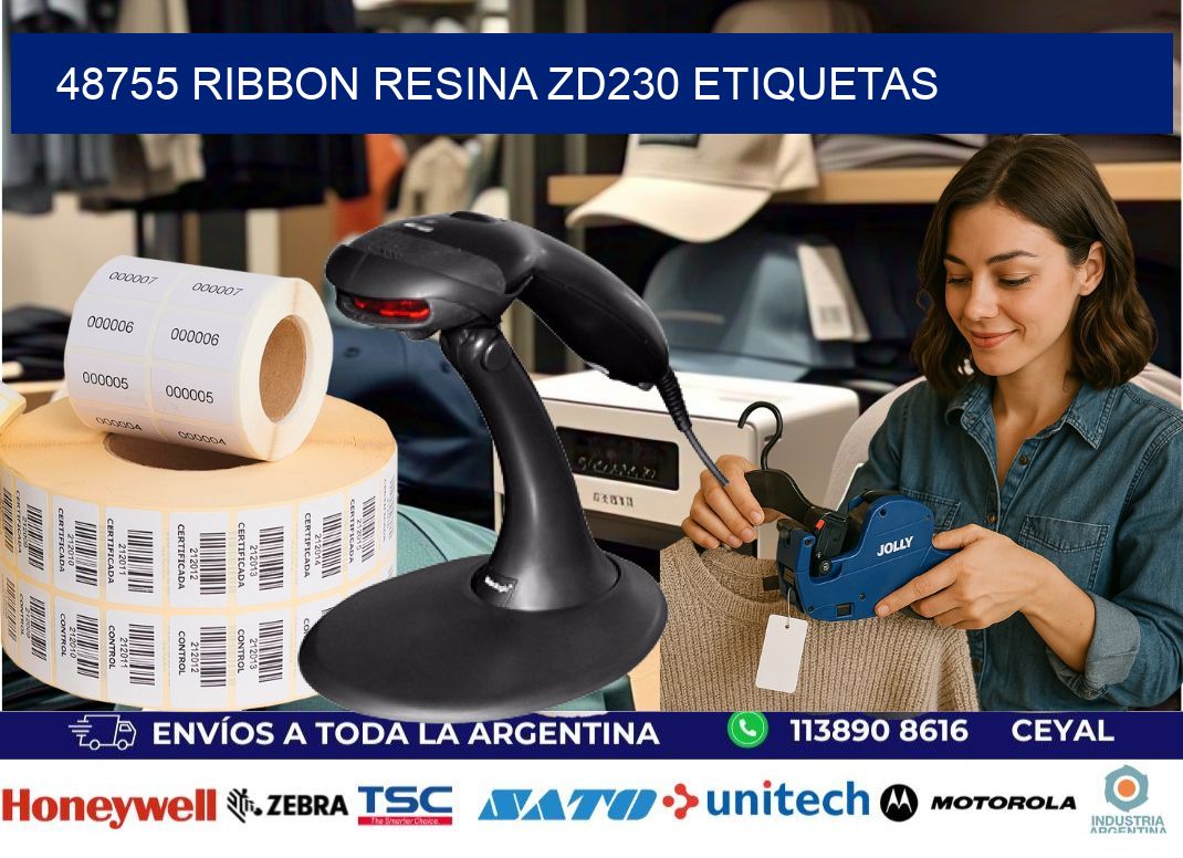 48755 ribbon resina zd230 etiquetas