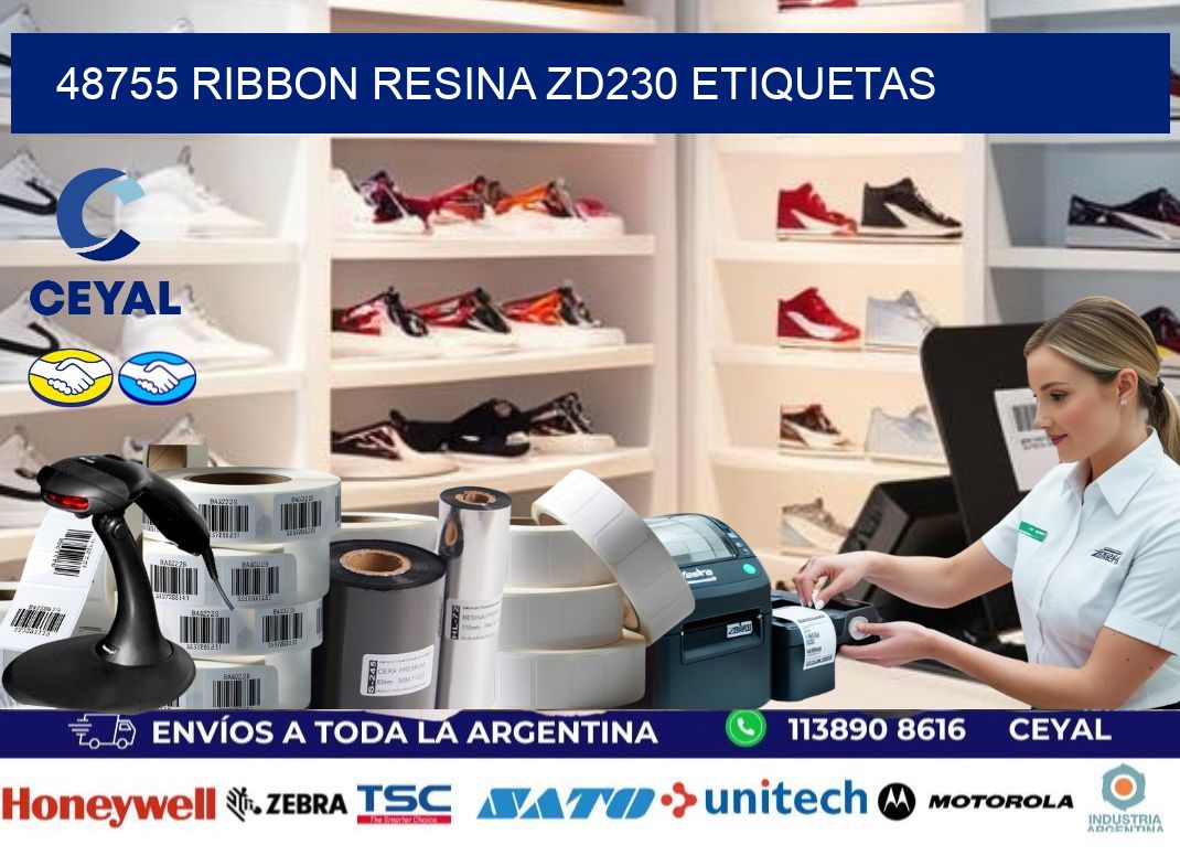 48755 ribbon resina zd230 etiquetas