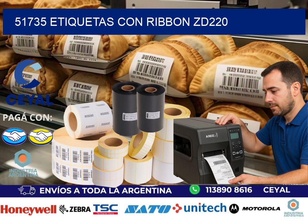 51735 etiquetas con ribbon zd220
