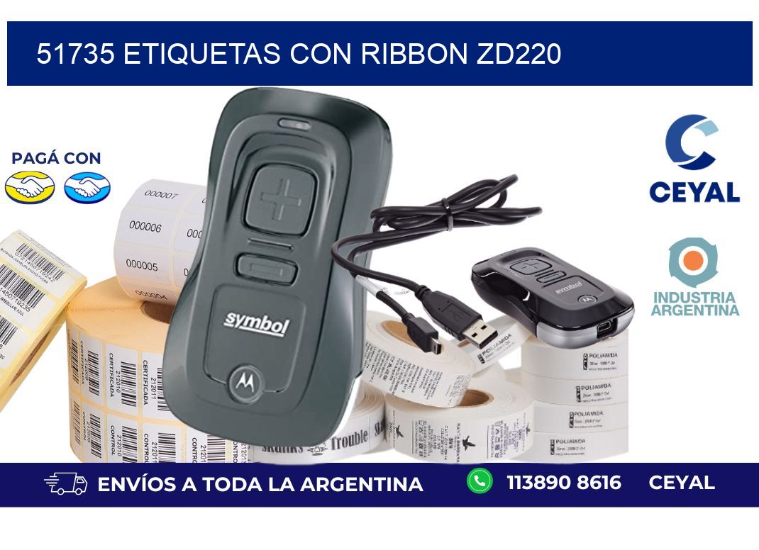 51735 etiquetas con ribbon zd220