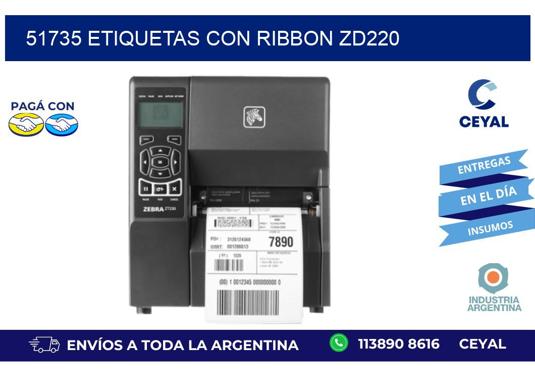 51735 etiquetas con ribbon zd220