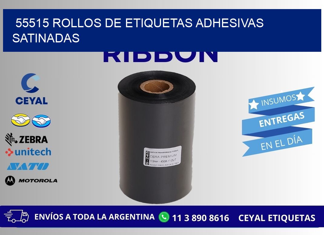55515 rollos de etiquetas adhesivas satinadas