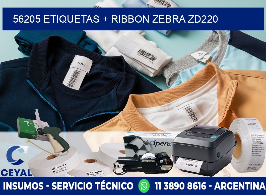 56205 etiquetas + ribbon zebra zd220