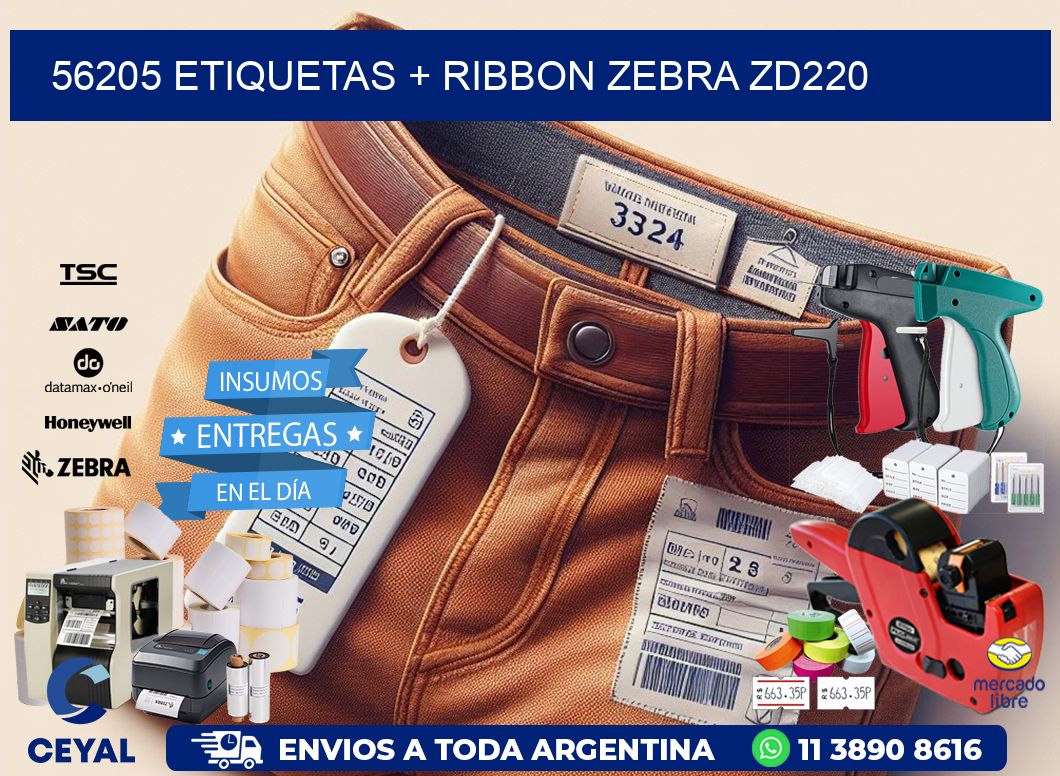 56205 etiquetas + ribbon zebra zd220