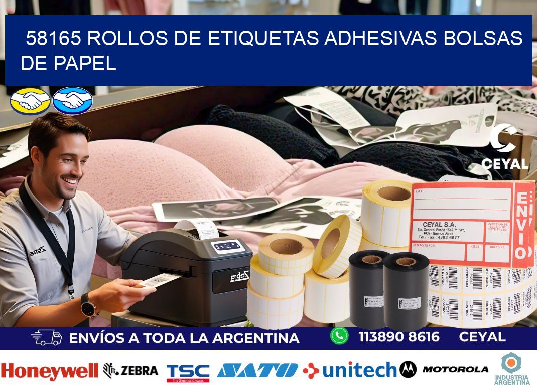 58165 rollos de etiquetas adhesivas bolsas de papel