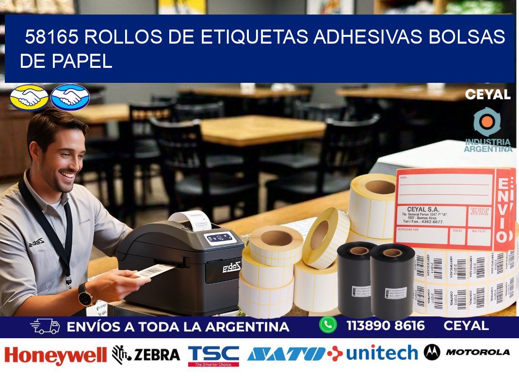 58165 rollos de etiquetas adhesivas bolsas de papel