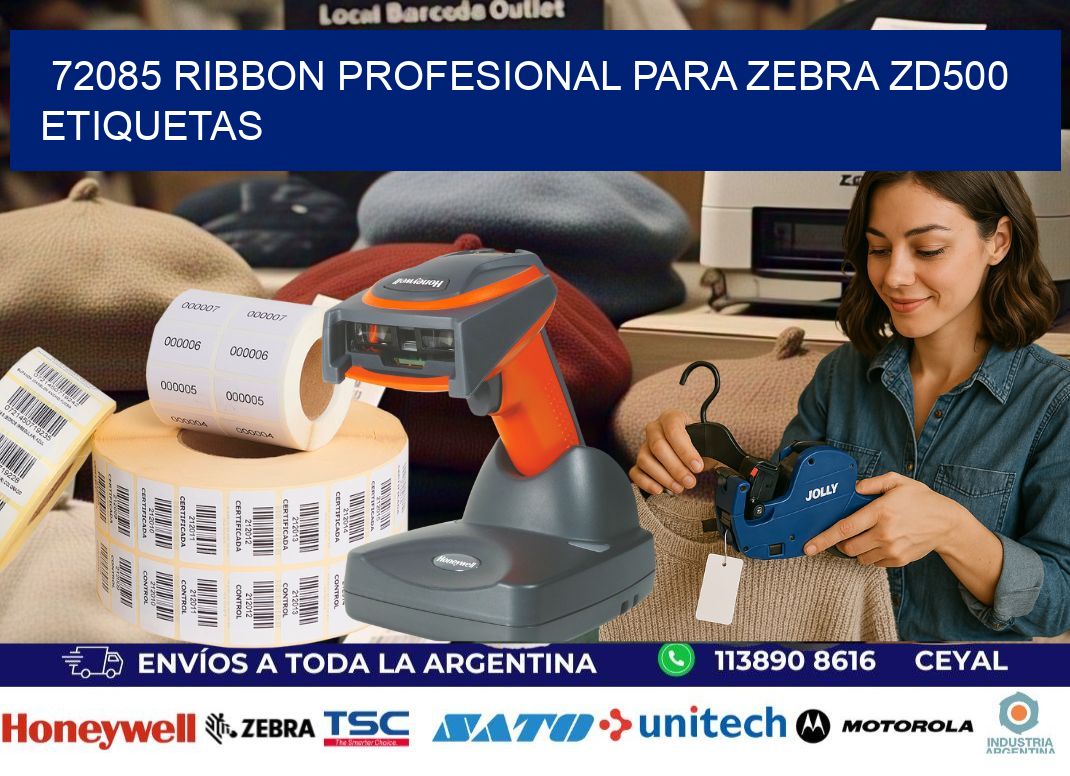 72085 ribbon profesional para zebra zd500 etiquetas