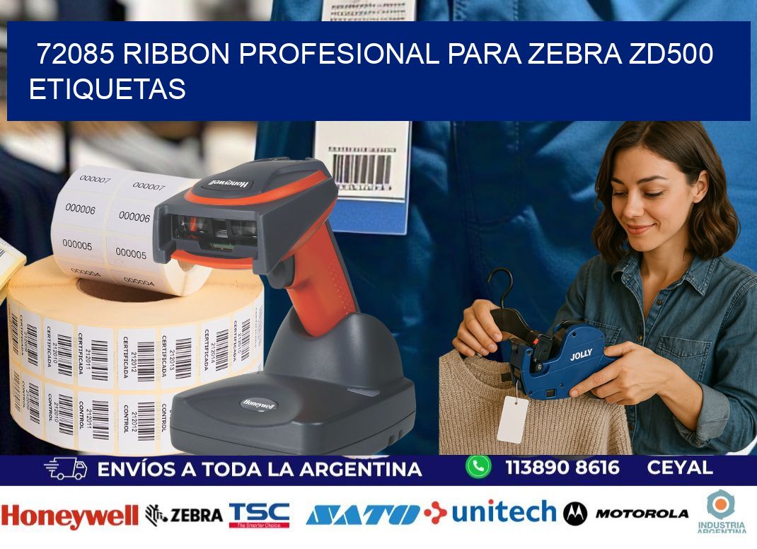 72085 ribbon profesional para zebra zd500 etiquetas