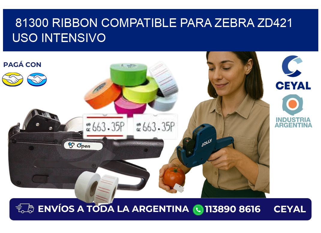 81300 ribbon compatible para zebra zd421 uso intensivo