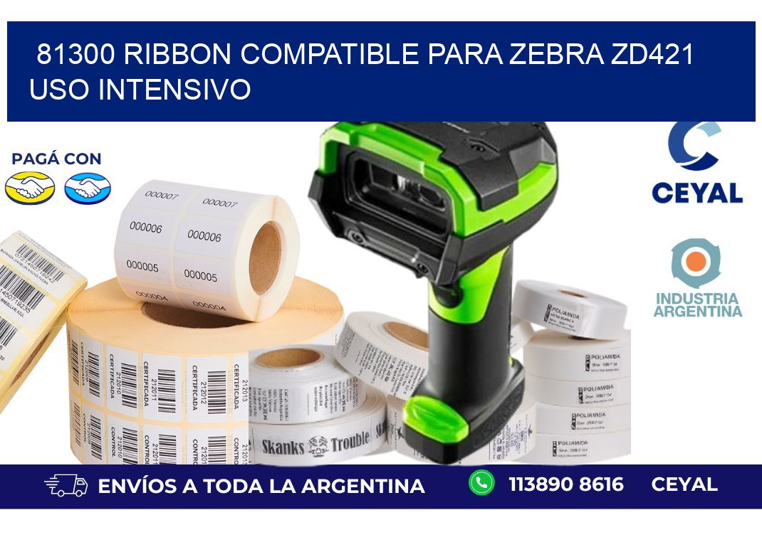81300 ribbon compatible para zebra zd421 uso intensivo