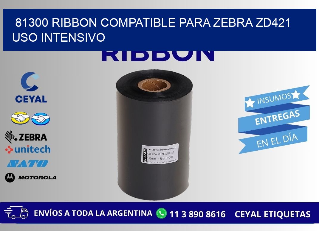 81300 ribbon compatible para zebra zd421 uso intensivo