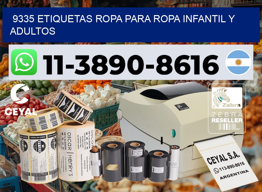 9335 Etiquetas ropa para ropa infantil y adultos