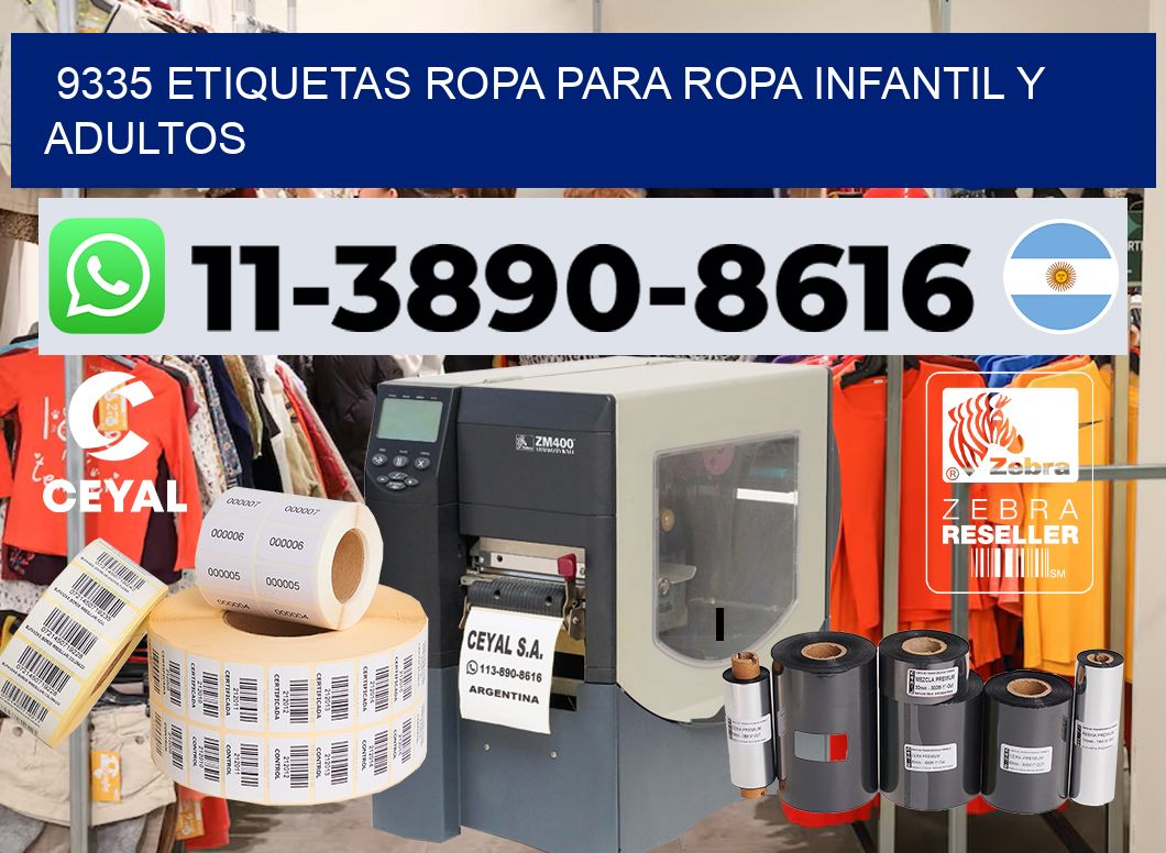 9335 Etiquetas ropa para ropa infantil y adultos