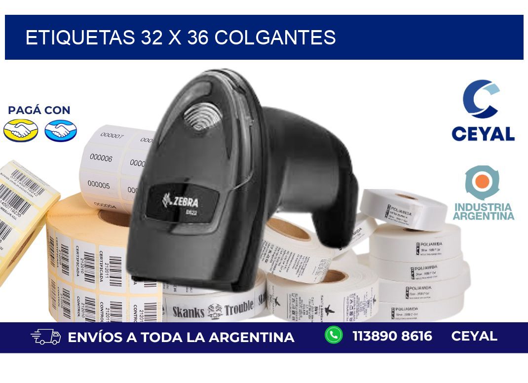 etiquetas 32 x 36 colgantes