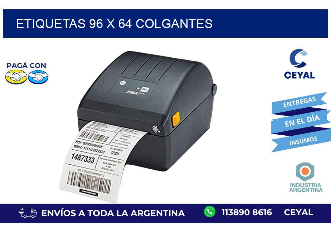 etiquetas 96 x 64 colgantes
