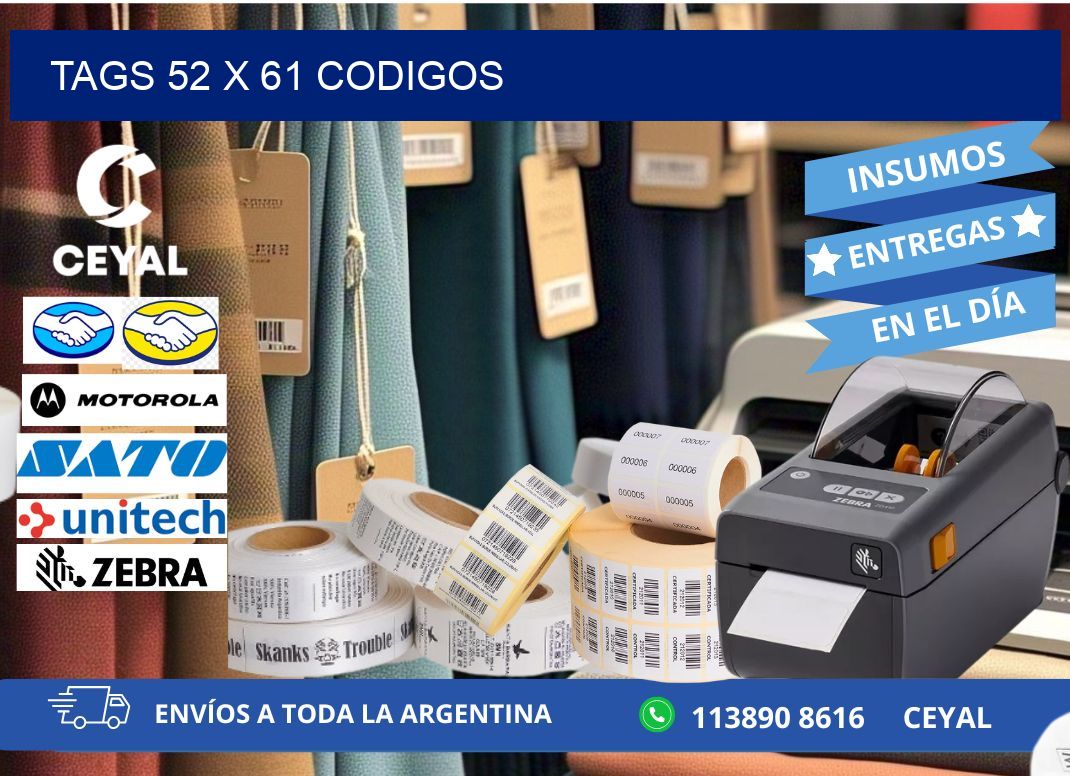 tags 52 x 61 codigos