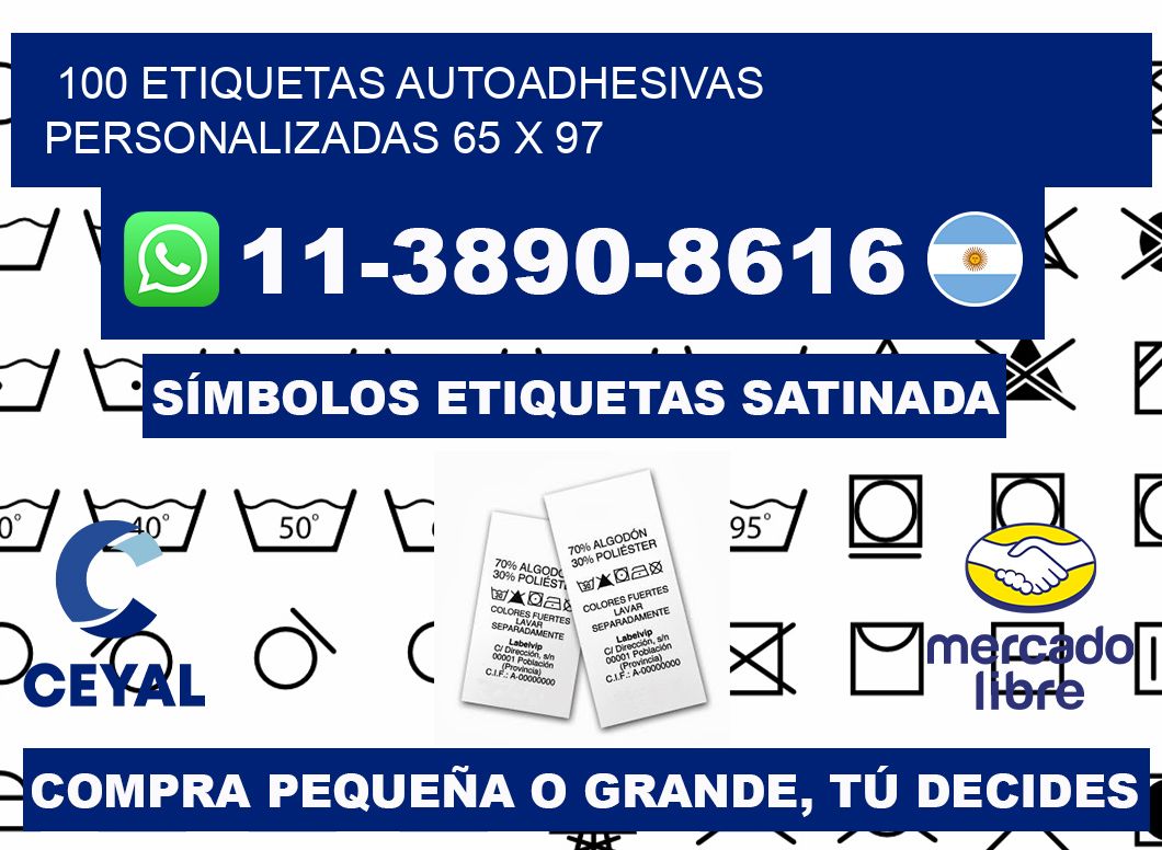 100 Etiquetas autoadhesivas personalizadas 65 x 97