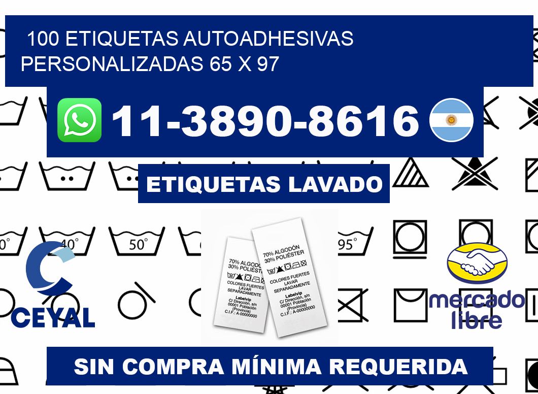100 Etiquetas autoadhesivas personalizadas 65 x 97