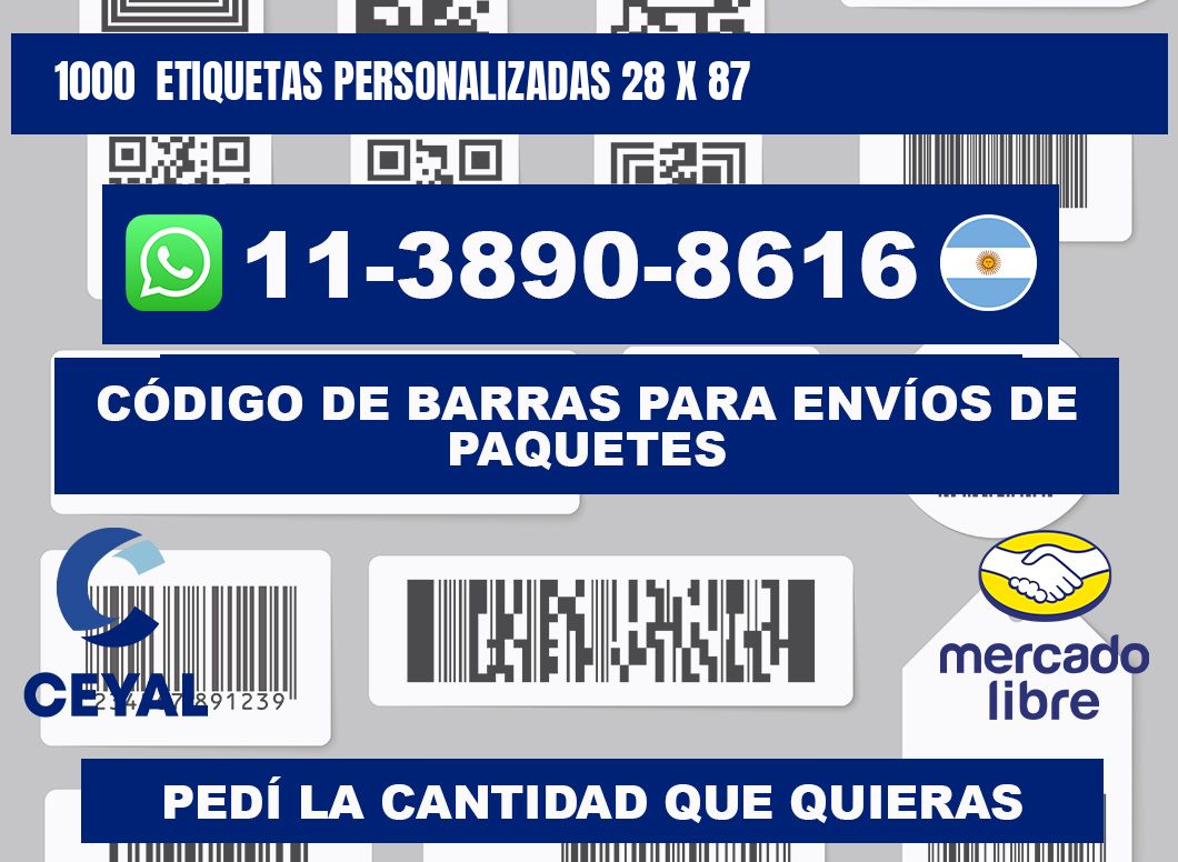 1000  ETIQUETAS PERSONALIZADAS 28 x 87