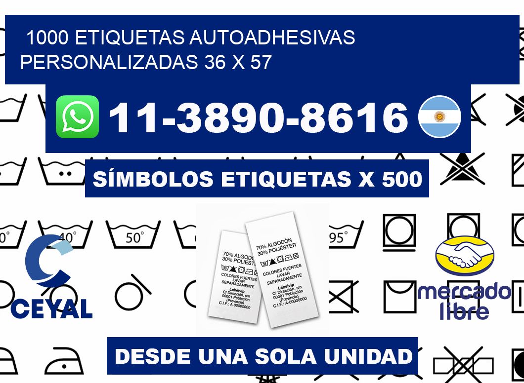 1000 Etiquetas autoadhesivas personalizadas 36 x 57
