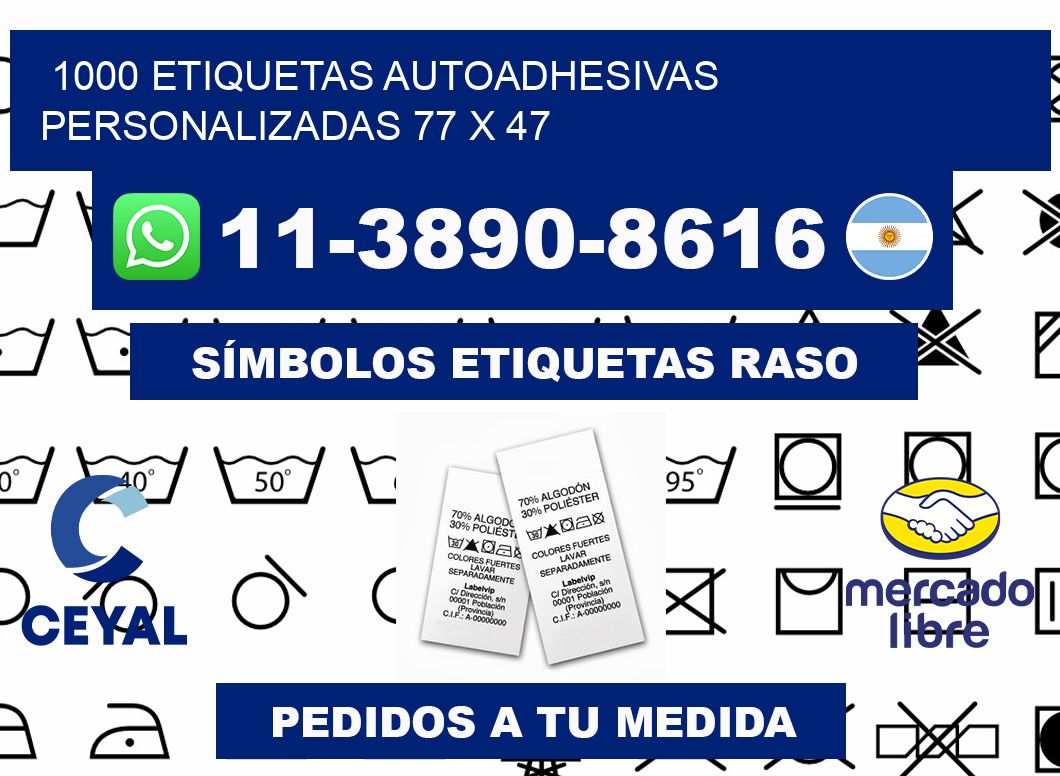 1000 Etiquetas autoadhesivas personalizadas 77 x 47