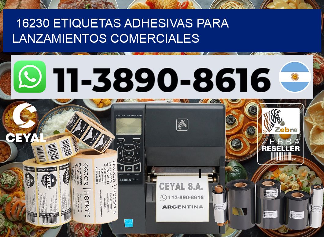 16230 Etiquetas adhesivas para lanzamientos comerciales