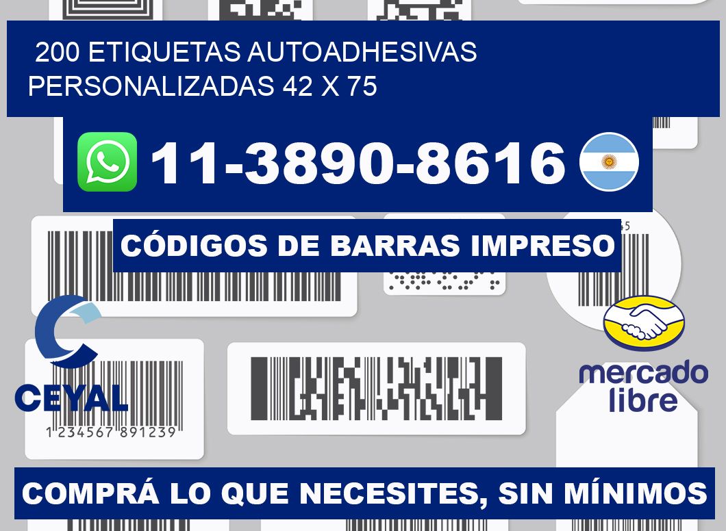 200 Etiquetas autoadhesivas personalizadas 42 x 75