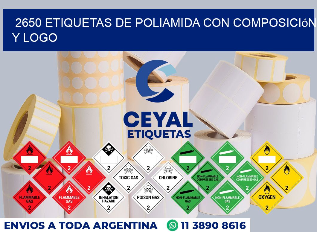 2650 Etiquetas de poliamida con composición y logo