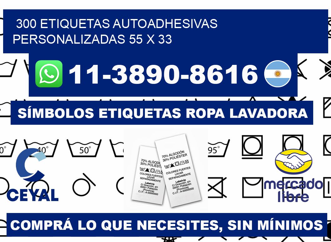 300 Etiquetas autoadhesivas personalizadas 55 x 33