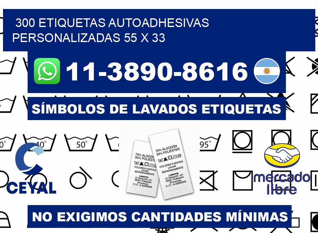 300 Etiquetas autoadhesivas personalizadas 55 x 33
