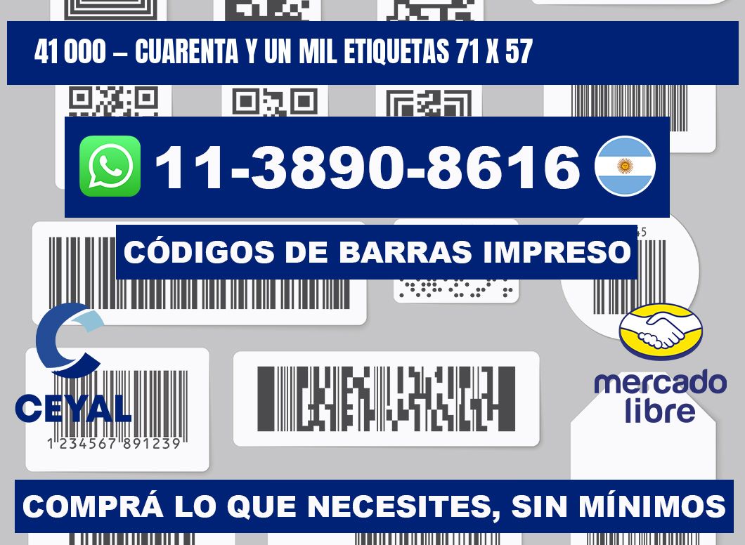 41 000 — cuarenta y un mil etiquetas 71 x 57