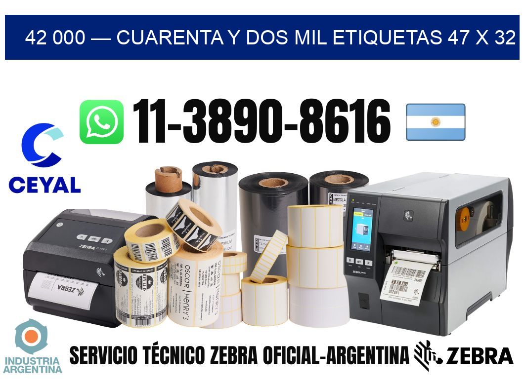 42 000 — cuarenta y dos mil etiquetas 47 x 32