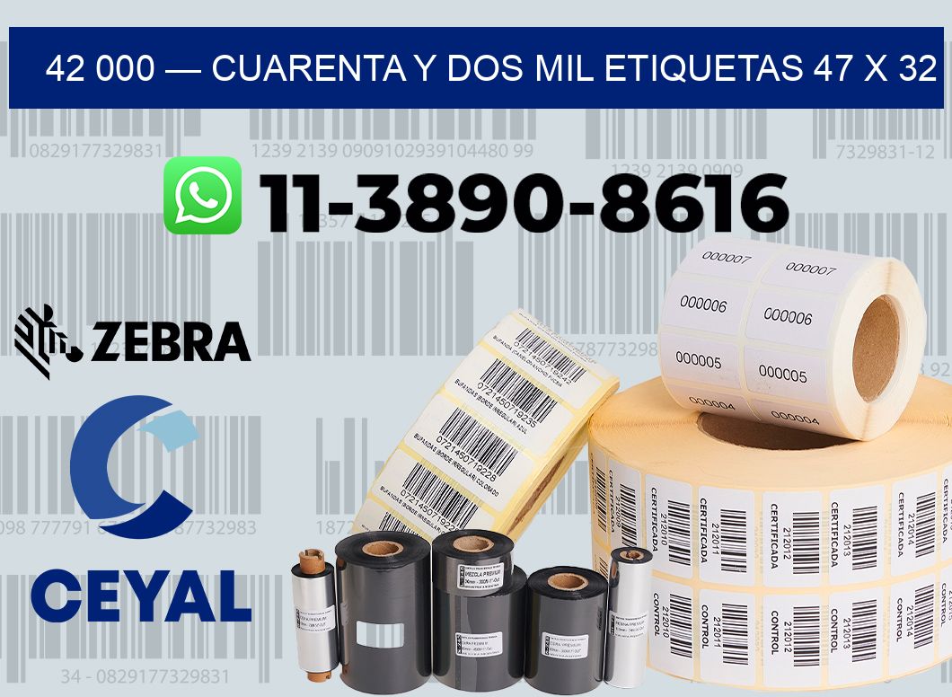 42 000 — cuarenta y dos mil etiquetas 47 x 32