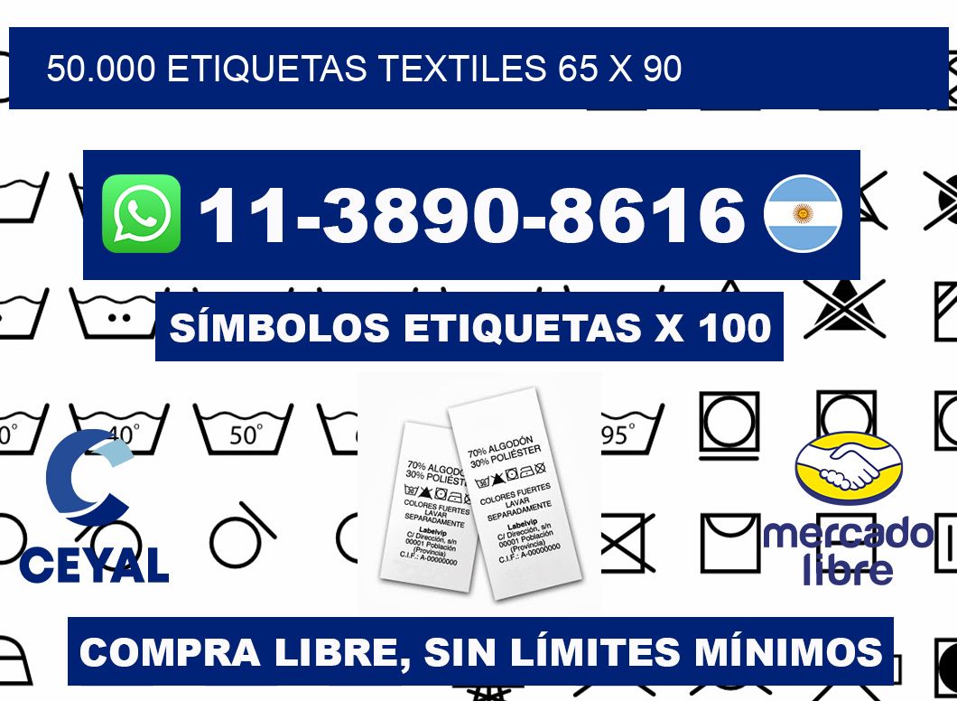 50.000 ETIQUETAS TEXTILES 65 x 90
