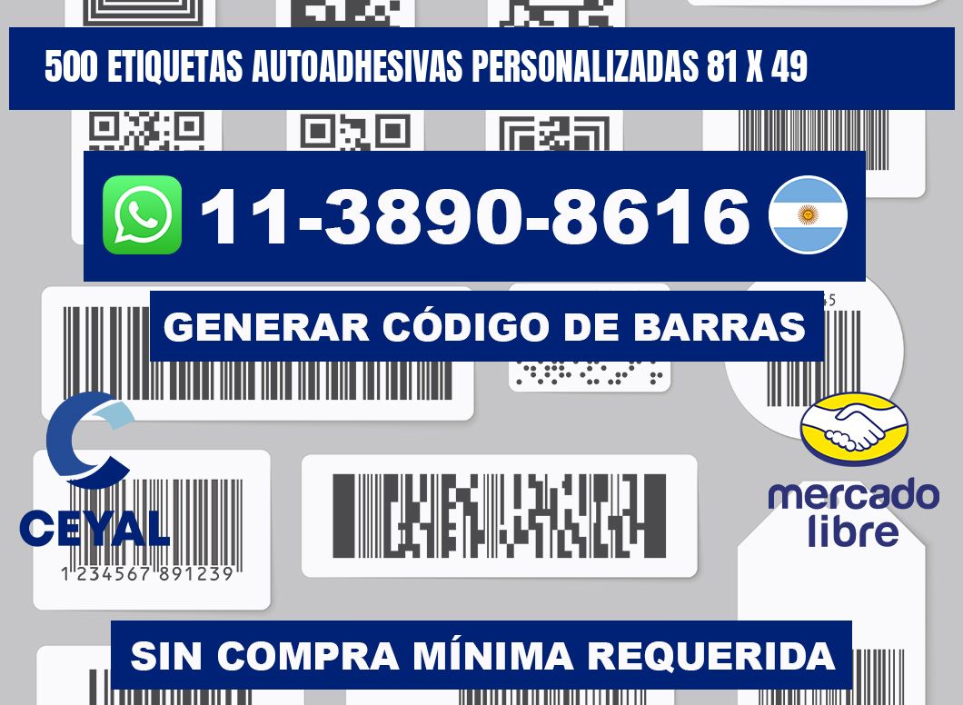 500 Etiquetas autoadhesivas personalizadas 81 x 49