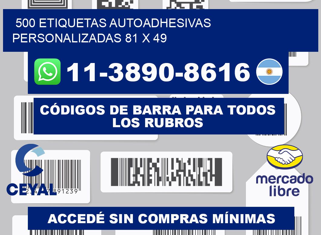 500 Etiquetas autoadhesivas personalizadas 81 x 49