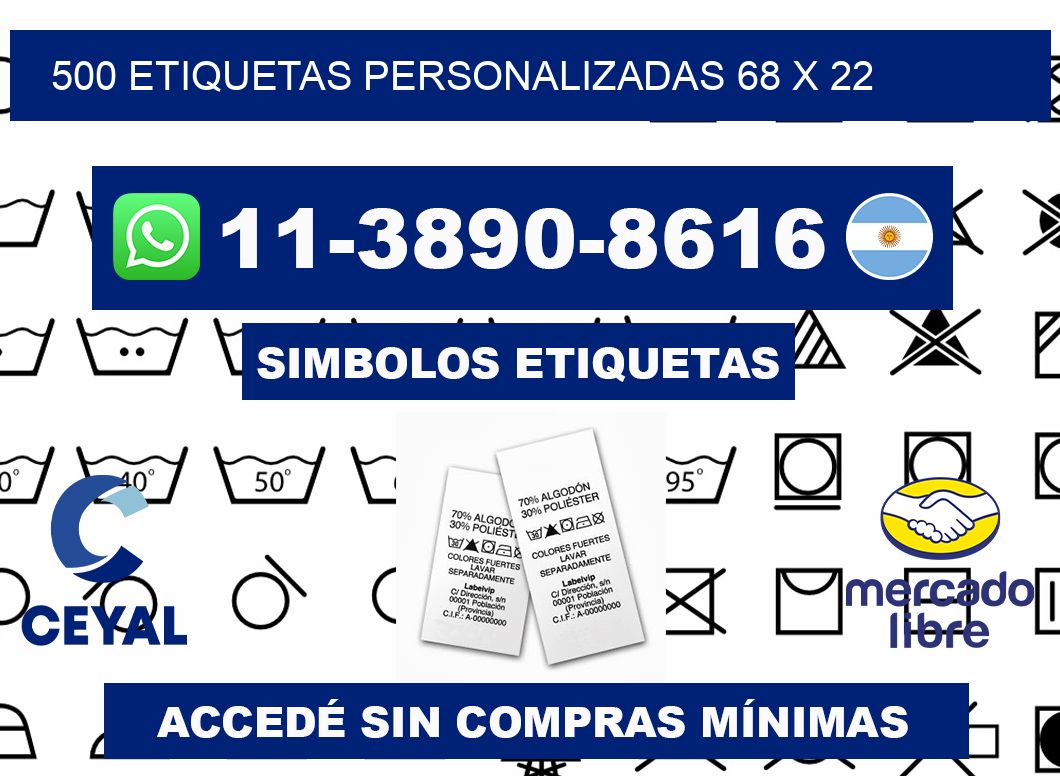 500 etiquetas personalizadas 68 x 22