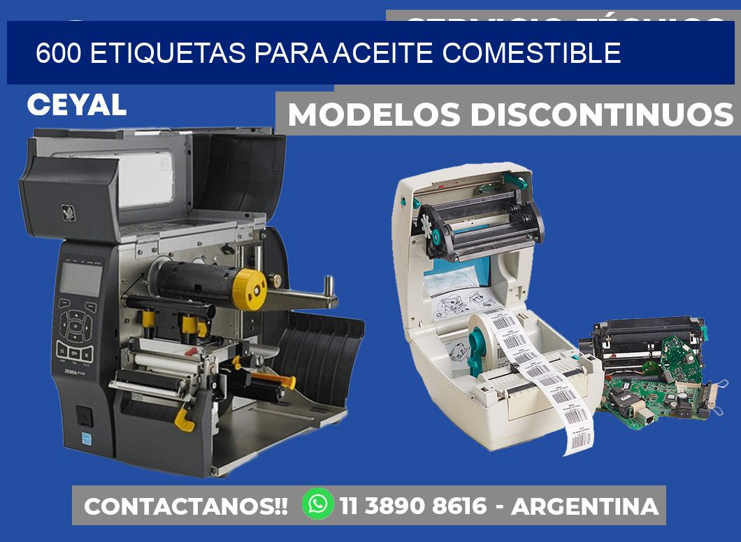 600 Etiquetas para aceite comestible
