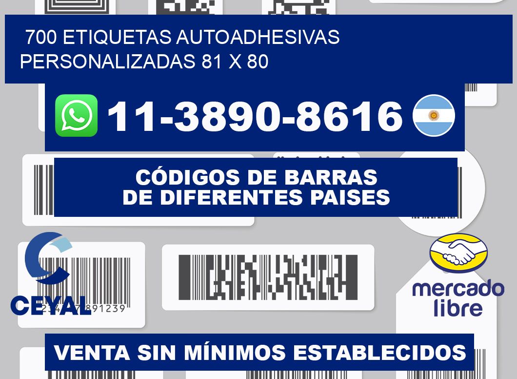 700 Etiquetas autoadhesivas personalizadas 81 x 80