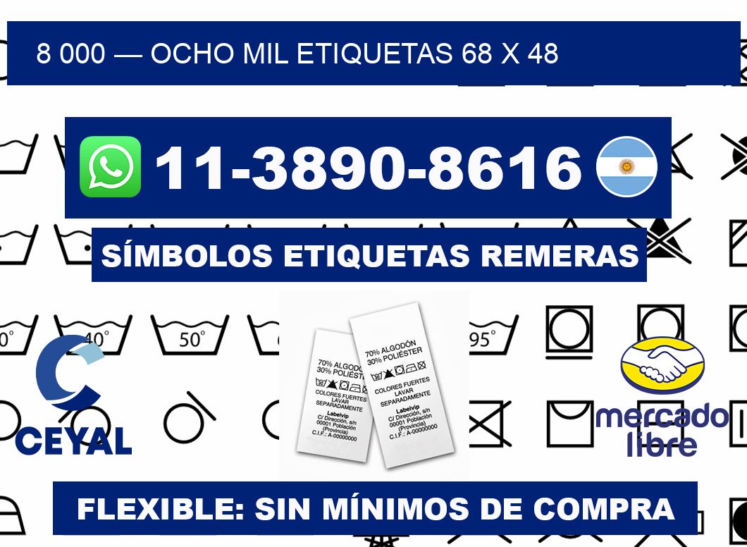8 000 — ocho mil etiquetas 68 x 48