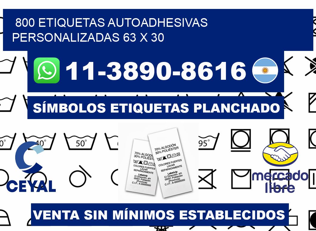 800 Etiquetas autoadhesivas personalizadas 63 x 30