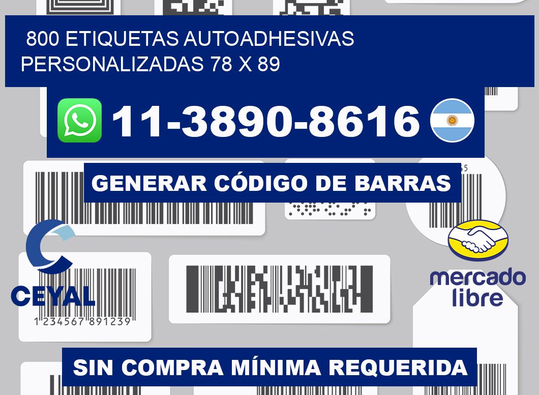 800 Etiquetas autoadhesivas personalizadas 78 x 89