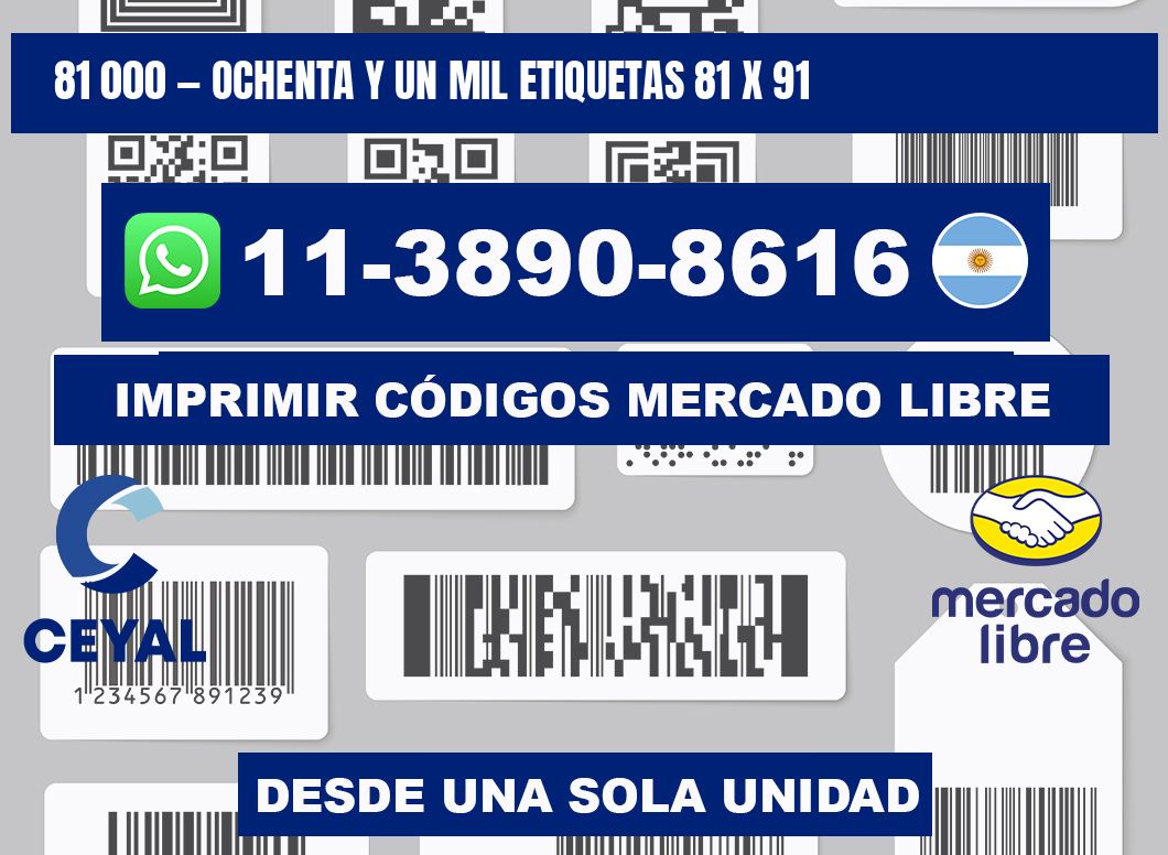81 000 — ochenta y un mil etiquetas 81 x 91