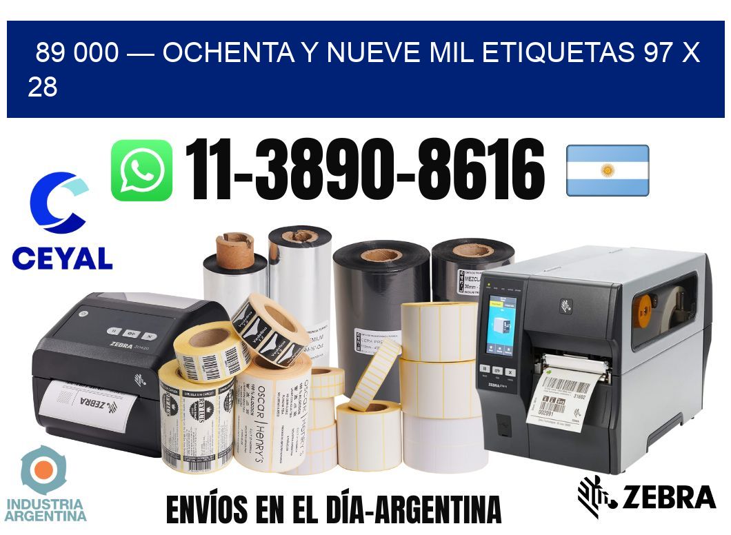 89 000 — ochenta y nueve mil etiquetas 97 x 28