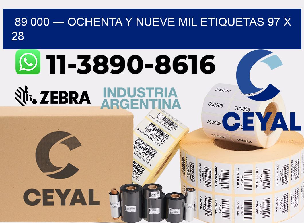 89 000 — ochenta y nueve mil etiquetas 97 x 28
