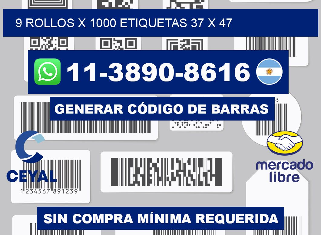 9 rollos x 1000 etiquetas 37 x 47