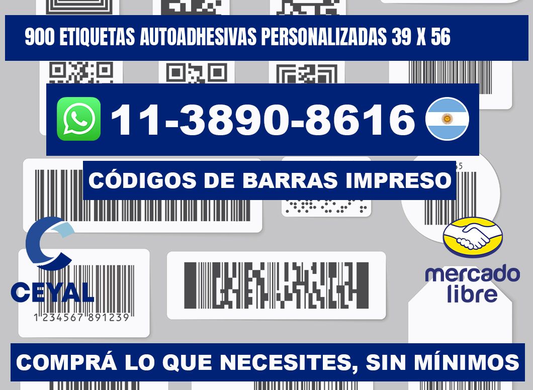 900 Etiquetas autoadhesivas personalizadas 39 x 56