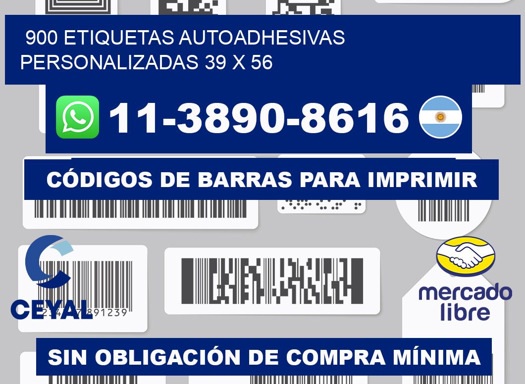 900 Etiquetas autoadhesivas personalizadas 39 x 56