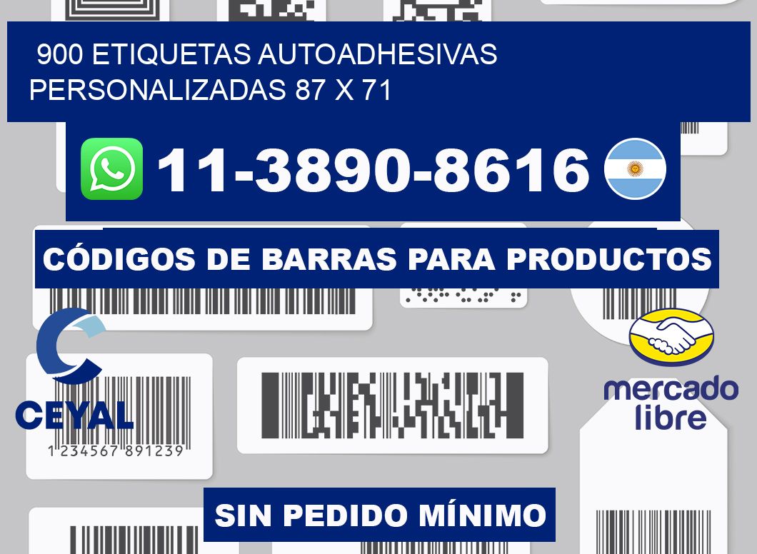 900 Etiquetas autoadhesivas personalizadas 87 x 71